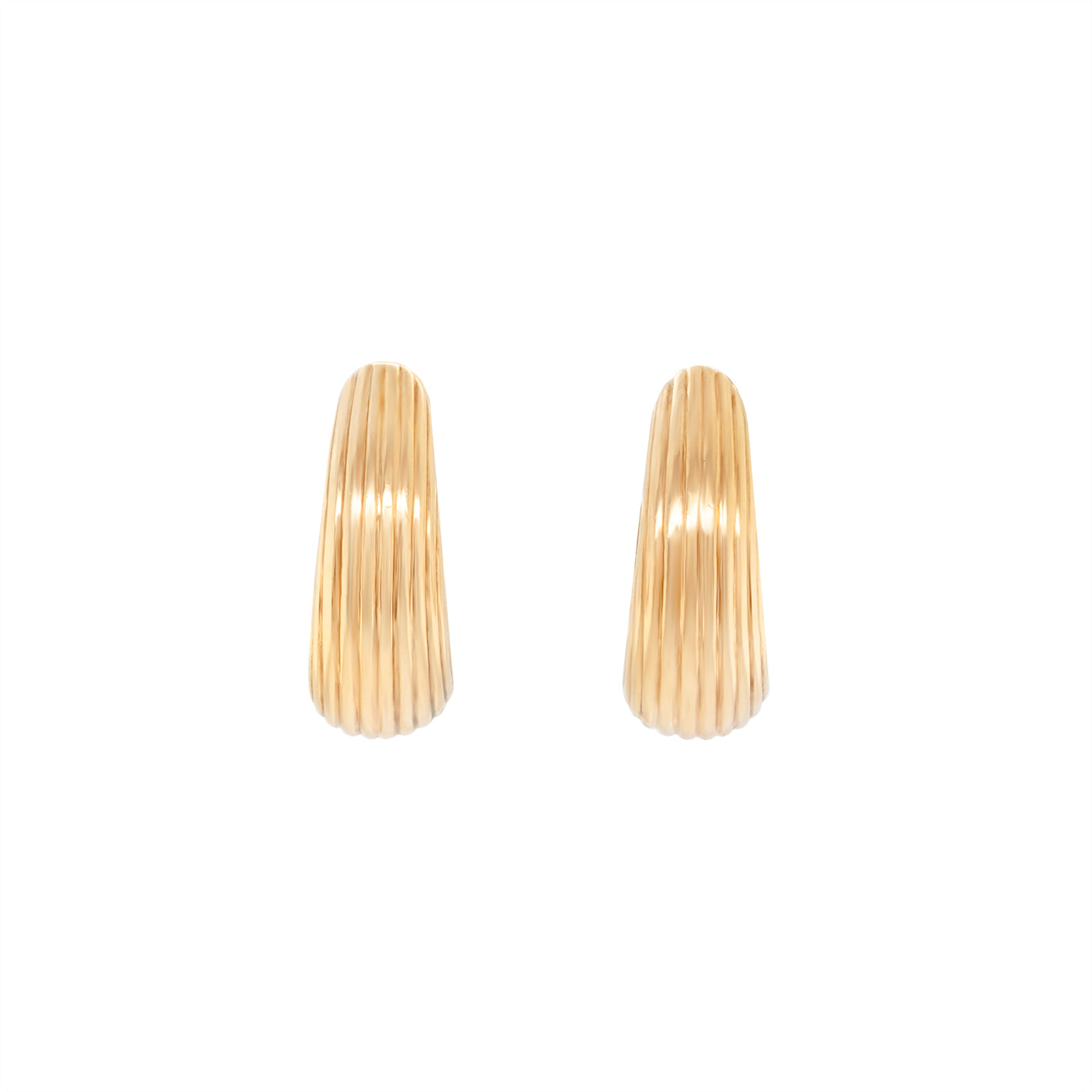 18ct Gold Teardrop Banded Texture Earrings-Charlotte Sayers Antique Jewellery
