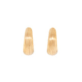 18ct Gold Teardrop Banded Texture Earrings-Charlotte Sayers Antique Jewellery