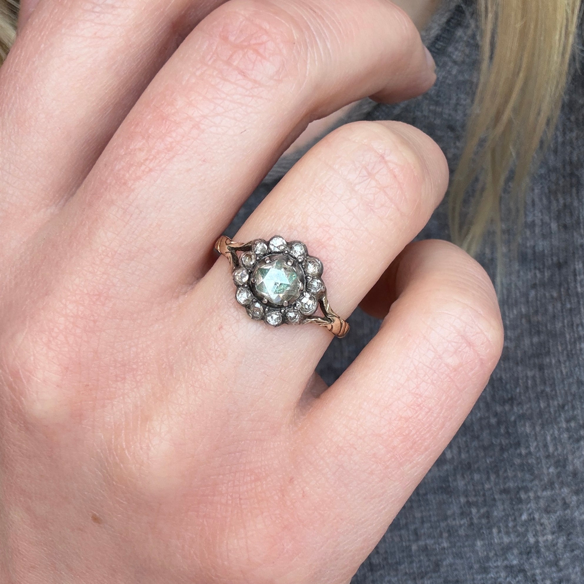 18th Century Diamond Cluster Ring-Charlotte Sayers Antique Jewellery