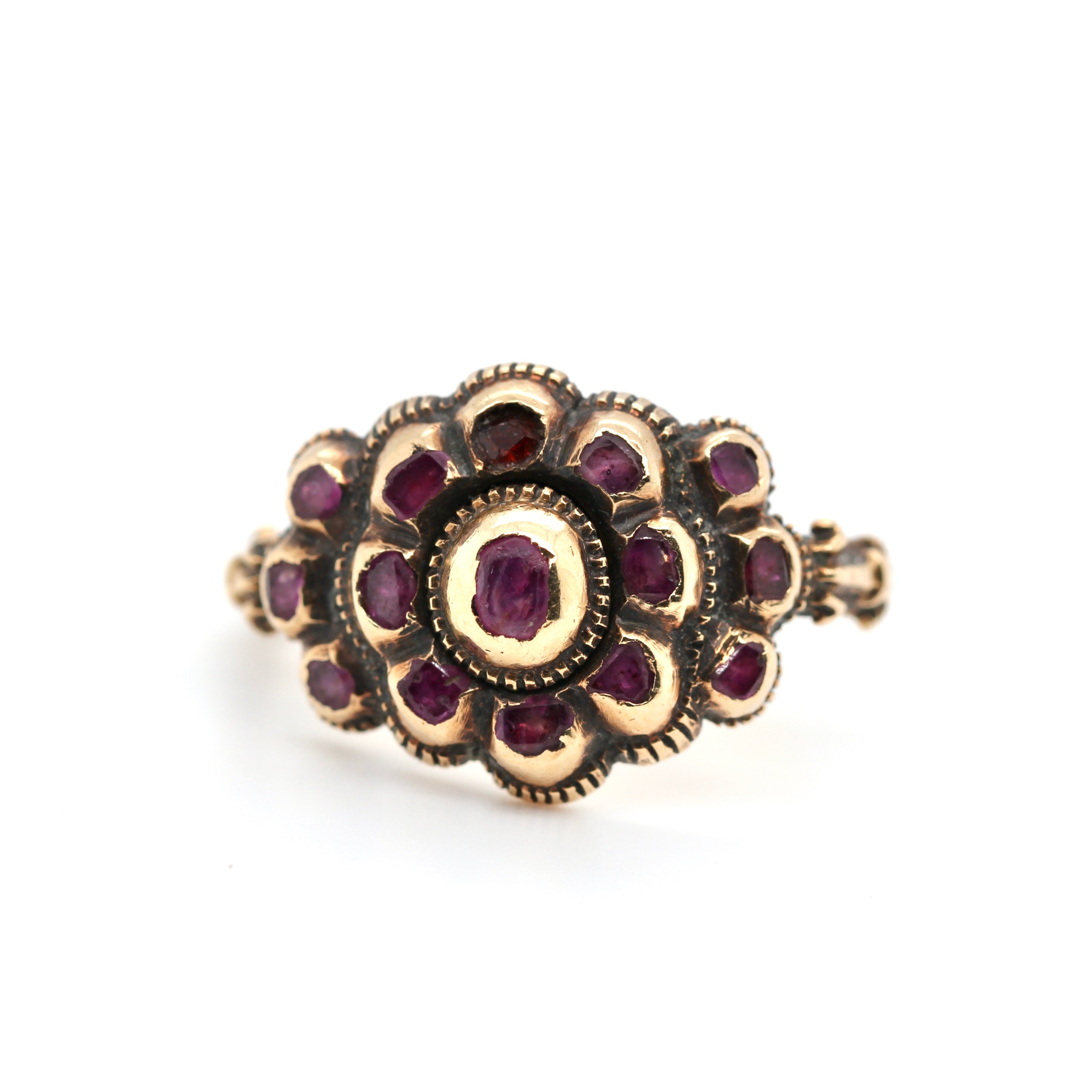 18th Century Iberian Ruby Cluster Ring-Charlotte Sayers Antique Jewellery