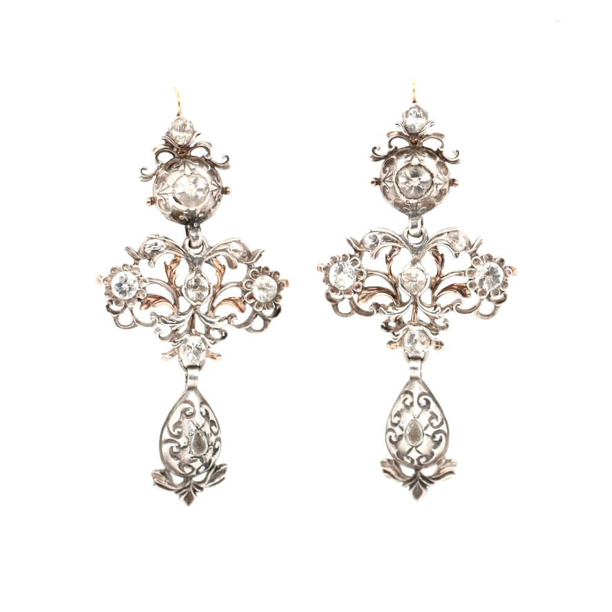 18th Century Rock Crystal Drop Earrings-Charlotte Sayers Antique Jewellery