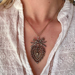 18th Century Rose Cut Diamond Flemish Heart and Bow Pendant-Charlotte Sayers Antique Jewellery