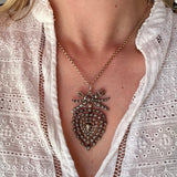 18th Century Rose Cut Diamond Flemish Heart and Bow Pendant-Charlotte Sayers Antique Jewellery