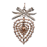18th Century Rose Cut Diamond Flemish Heart and Bow Pendant-Charlotte Sayers Antique Jewellery