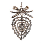 18th Century Rose Cut Diamond Flemish Heart and Bow Pendant-Charlotte Sayers Antique Jewellery