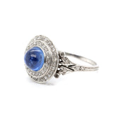 1920's Cabochon Sapphire and Diamond Ring-Charlotte Sayers Antique Jewellery