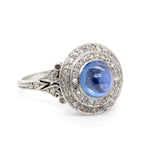 1920's Cabochon Sapphire and Diamond Ring-Charlotte Sayers Antique Jewellery