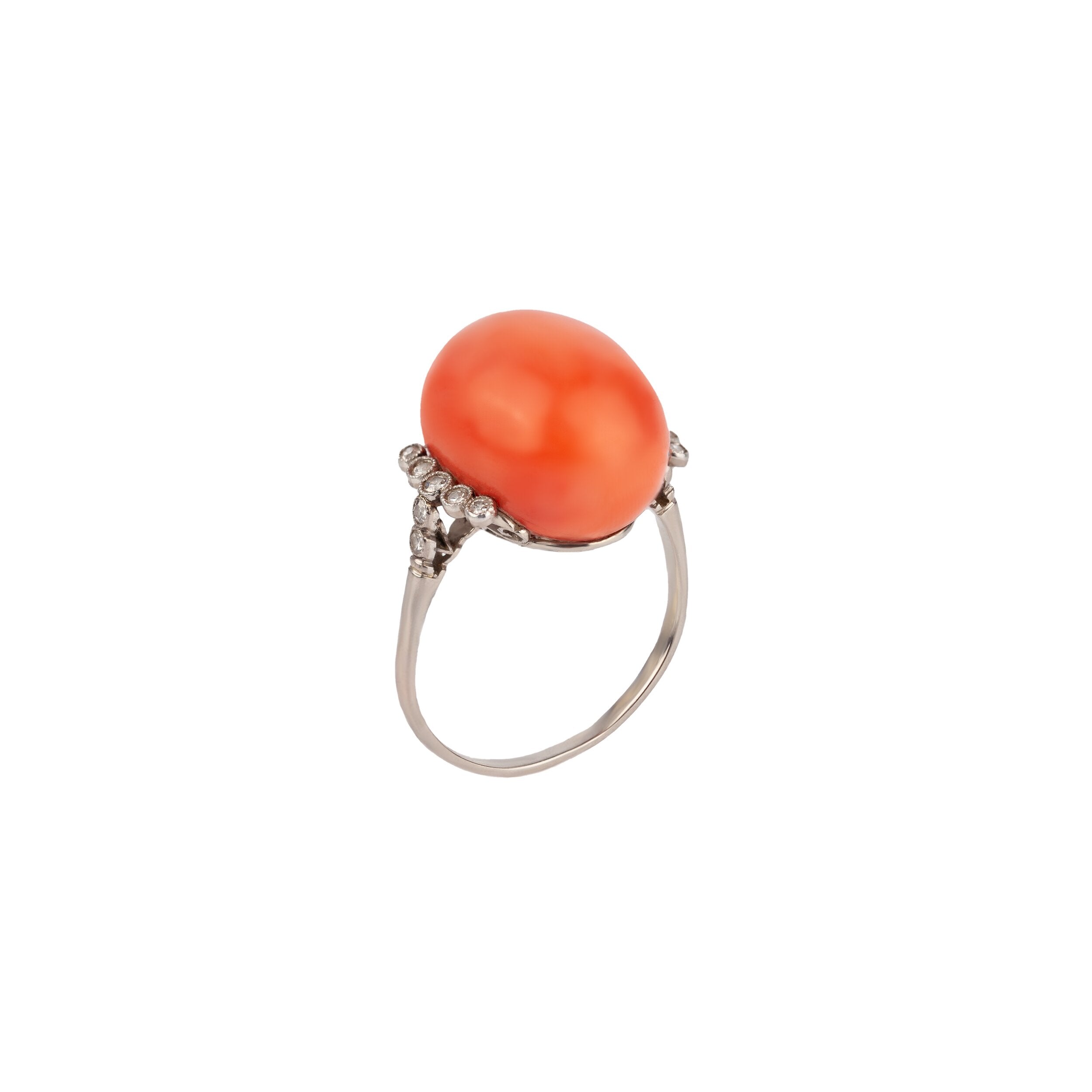 1920s Coral Diamond Ring-Charlotte Sayers Antique Jewellery