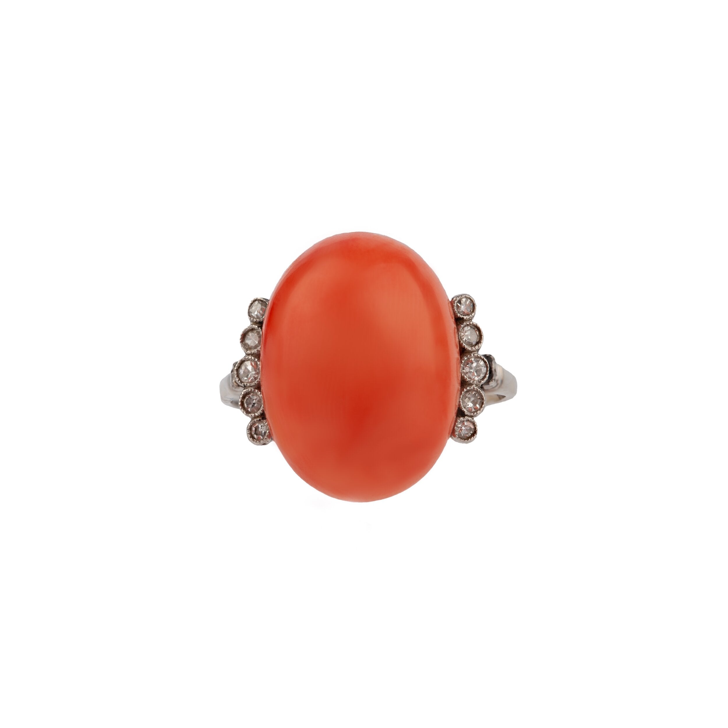 1920s Coral Diamond Ring-Charlotte Sayers Antique Jewellery