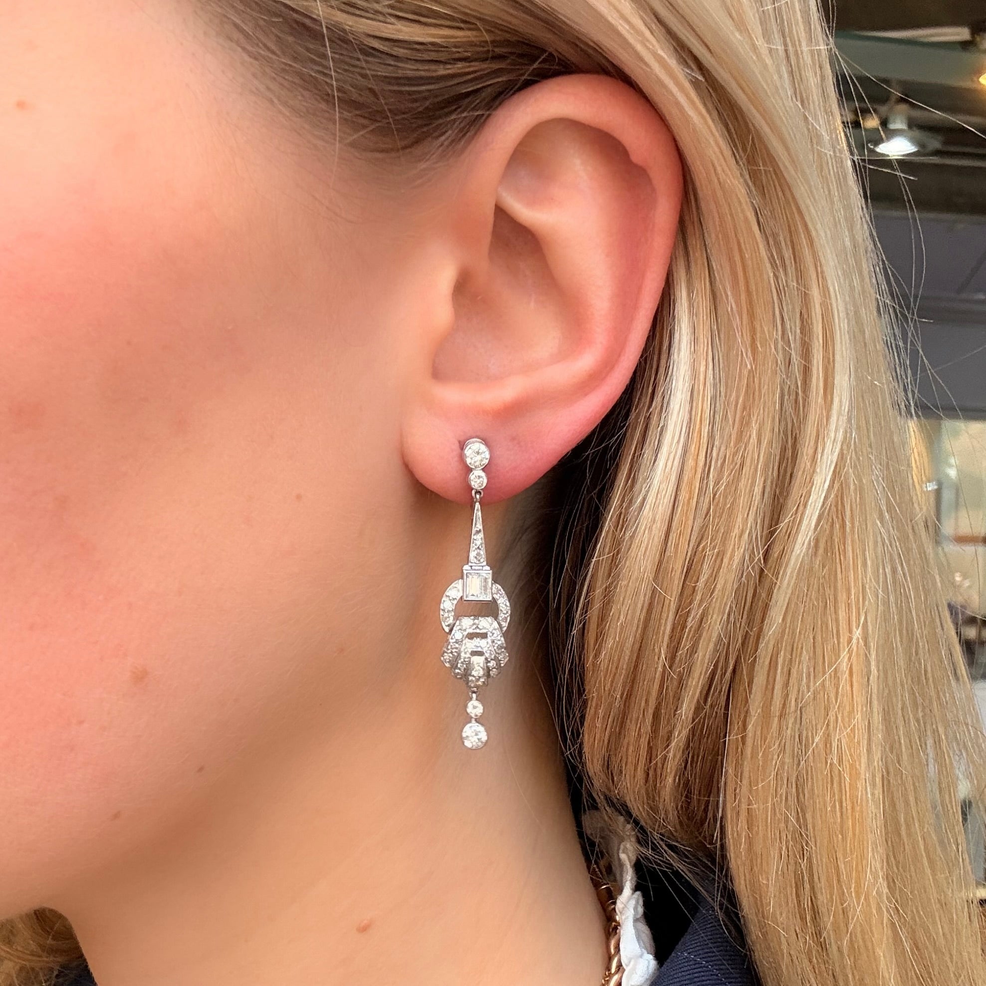 1920's Diamond Earrings-Charlotte Sayers Antique Jewellery