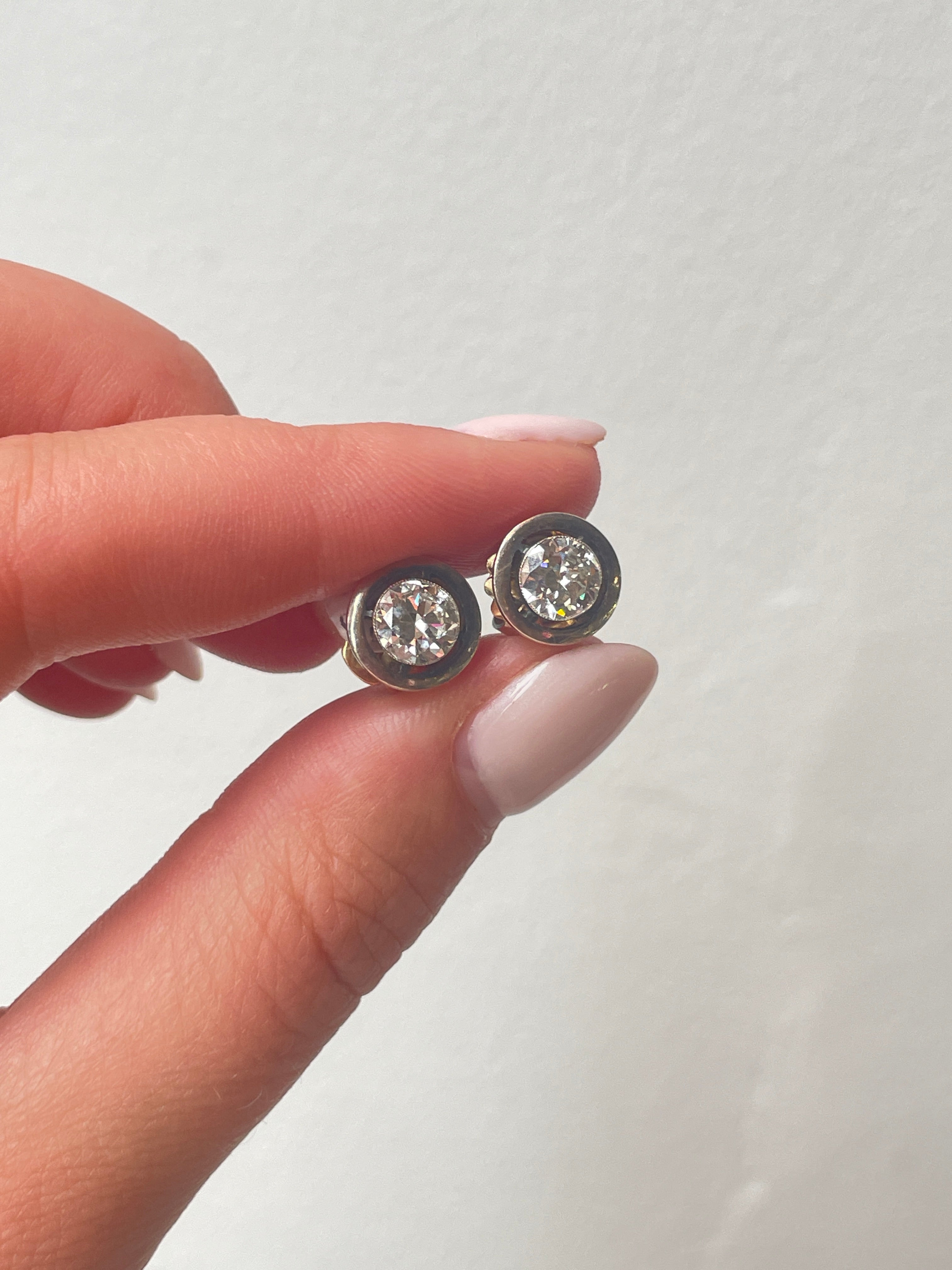 1920's Diamond Stud Earrings-Charlotte Sayers Antique Jewellery