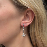 1920s Pearl Diamond Drop Earrings-Charlotte Sayers Antique Jewellery