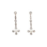 1920s Pearl and Diamond Drop Earrings-Charlotte Sayers Antique Jewellery