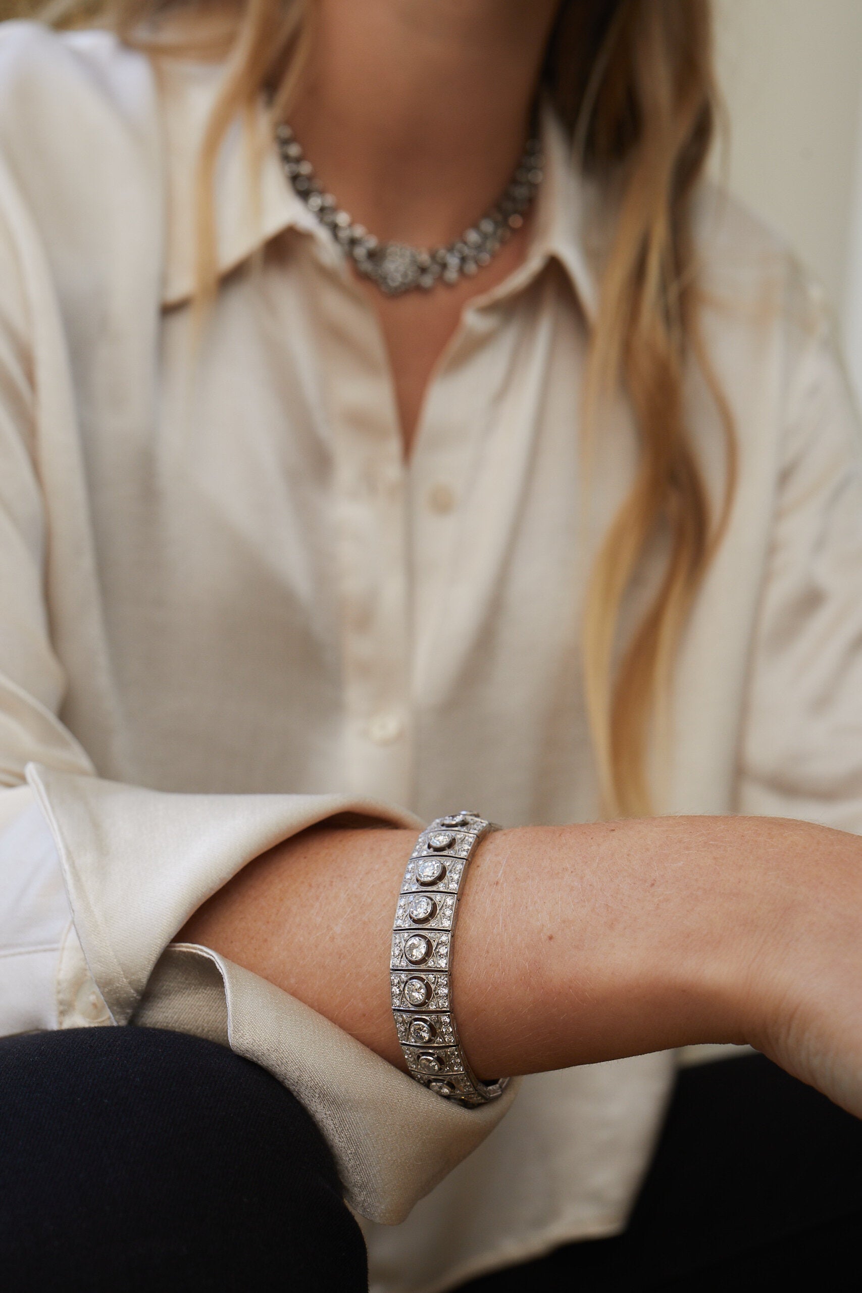 1920's Platinum Diamond Bracelet-Charlotte Sayers Antique Jewellery