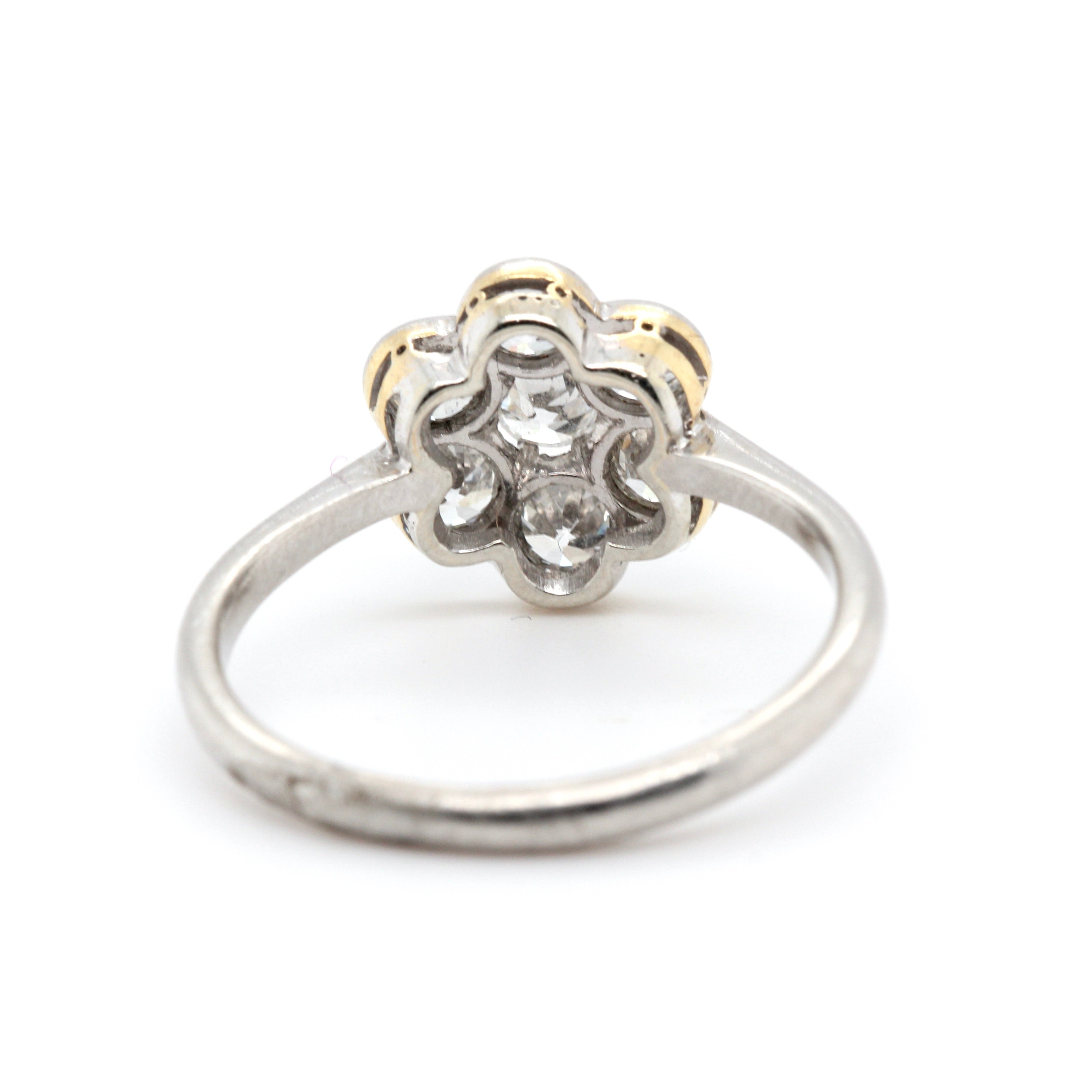 1920's Rhodium Plated Diamond Cluster Ring-Charlotte Sayers Antique Jewellery