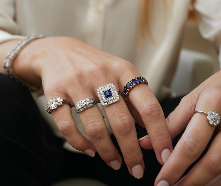 1920's Sapphire Diamond Ring-Charlotte Sayers Antique Jewellery