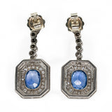 1920's Sapphire and Diamond Earrings-Charlotte Sayers Antique Jewellery