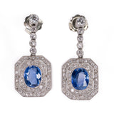 1920's Sapphire and Diamond Earrings-Charlotte Sayers Antique Jewellery