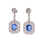 1920's Sapphire and Diamond Earrings-Charlotte Sayers Antique Jewellery