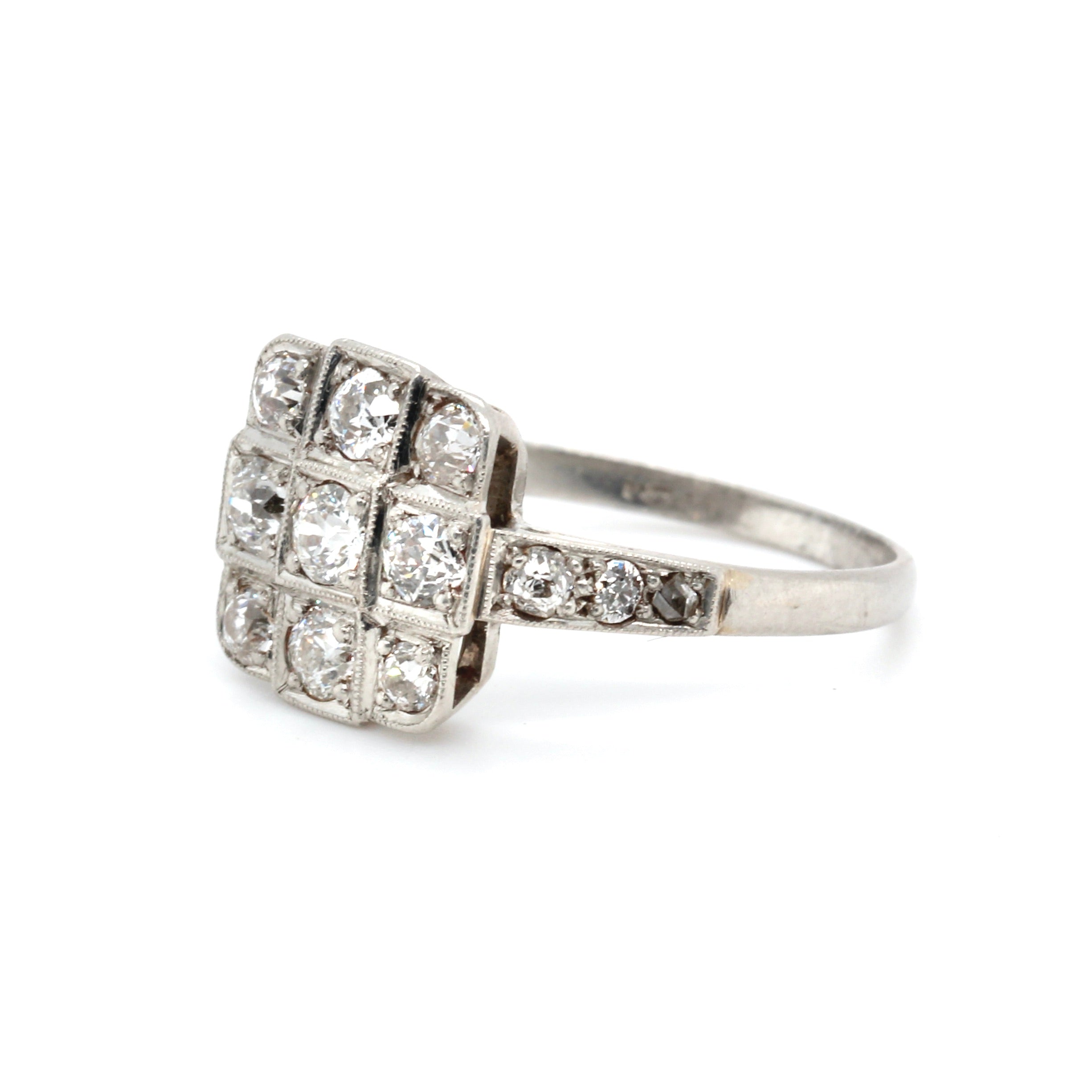 1920s Square Diamond Ring-Charlotte Sayers Antique Jewellery