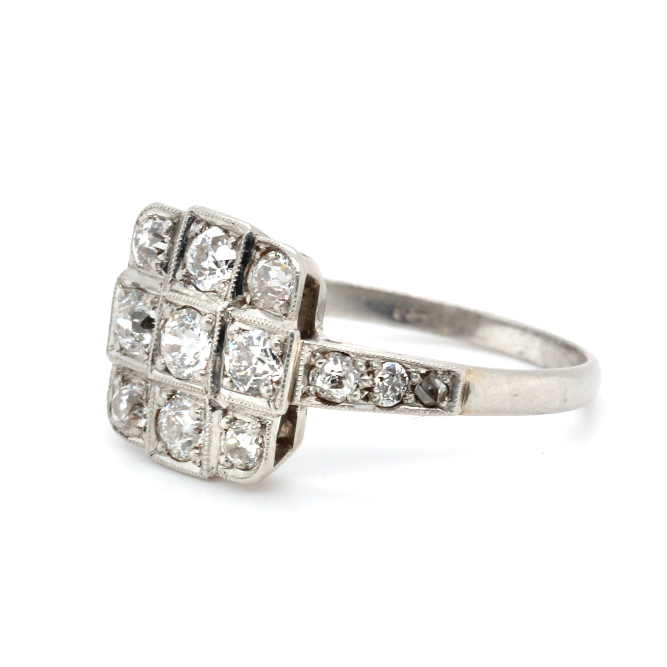 1920s Square Diamond Ring-Charlotte Sayers Antique Jewellery