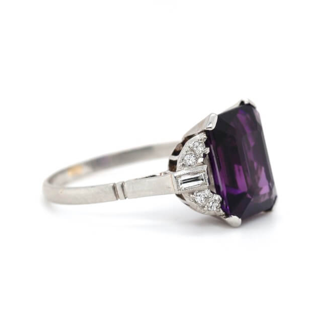 1930s Amethyst and Diamond Ring-Charlotte Sayers Antique Jewellery