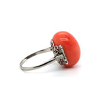 1930s Coral and Diamond Ring-Charlotte Sayers Antique Jewellery