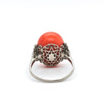 1930s Coral and Diamond Ring-Charlotte Sayers Antique Jewellery