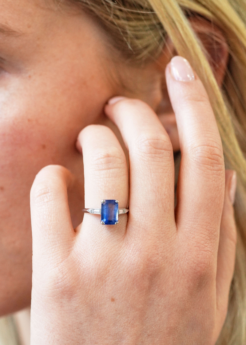 1930's Pale Sapphire and Diamond Ring-Charlotte Sayers Antique Jewellery