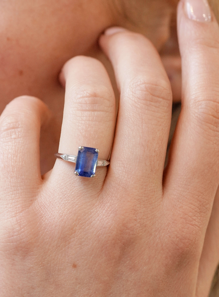 1930's Pale Sapphire and Diamond Ring-Charlotte Sayers Antique Jewellery