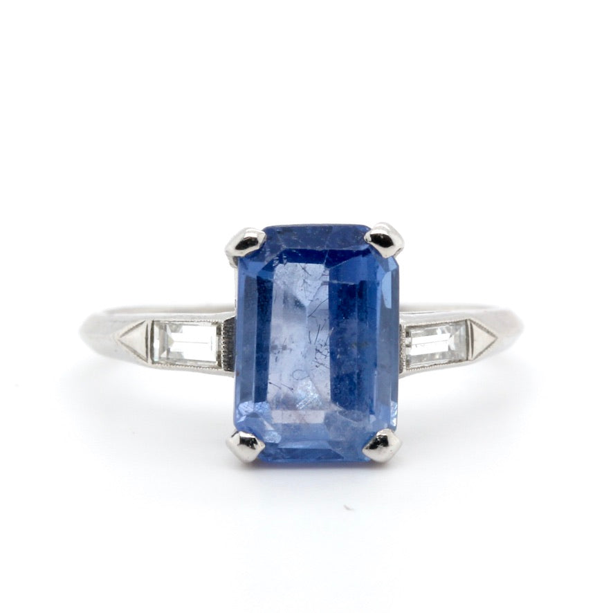 1930's Pale Sapphire and Diamond Ring-Charlotte Sayers Antique Jewellery