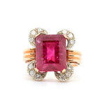 1940's Tourmaline Diamond Ring-Charlotte Sayers Antique Jewellery