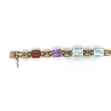 1960's Aquamarine, Amethyst, Citrine & Gold Bracelet-Charlotte Sayers Antique Jewellery