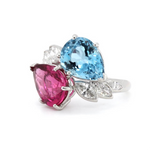 1960s Aquamarine Tourmaline and Diamond Ring-Charlotte Sayers Antique Jewellery
