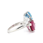 1960s Aquamarine Tourmaline and Diamond Ring-Charlotte Sayers Antique Jewellery