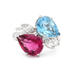 1960s Aquamarine Tourmaline and Diamond Ring-Charlotte Sayers Antique Jewellery