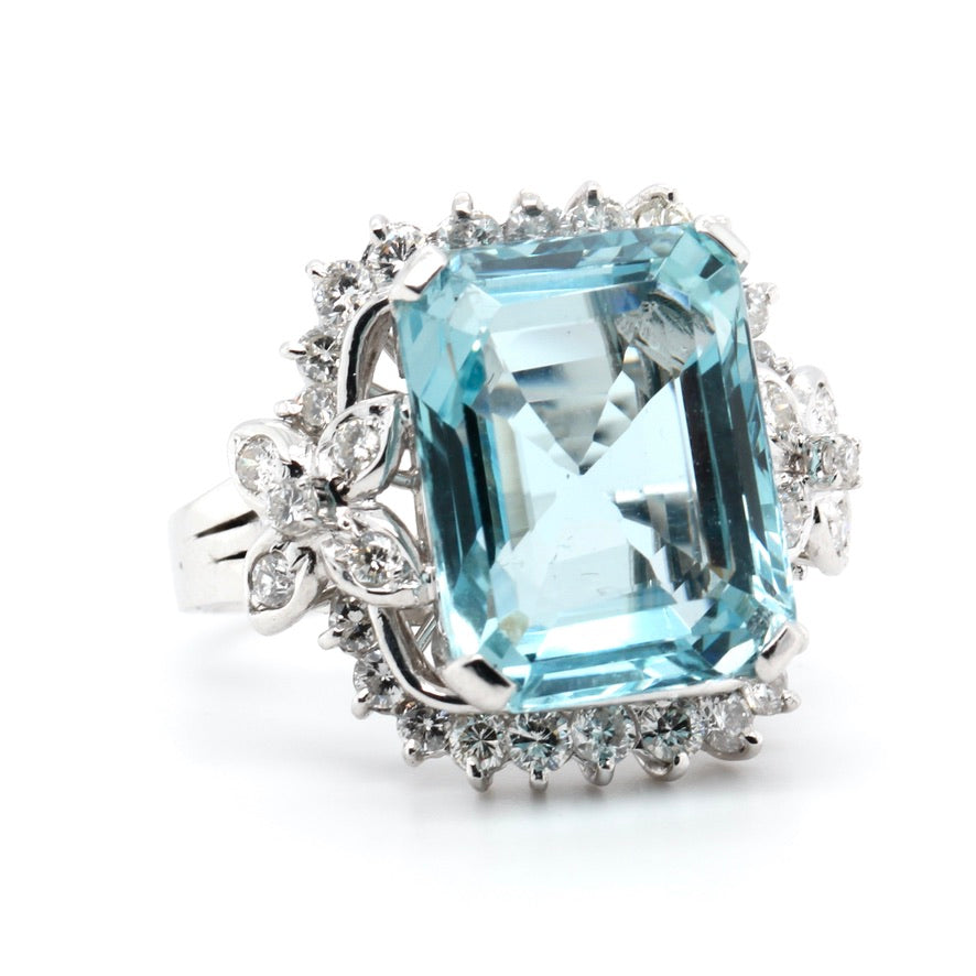 1960's Aquamarine and Diamond Ring-Charlotte Sayers Antique Jewellery