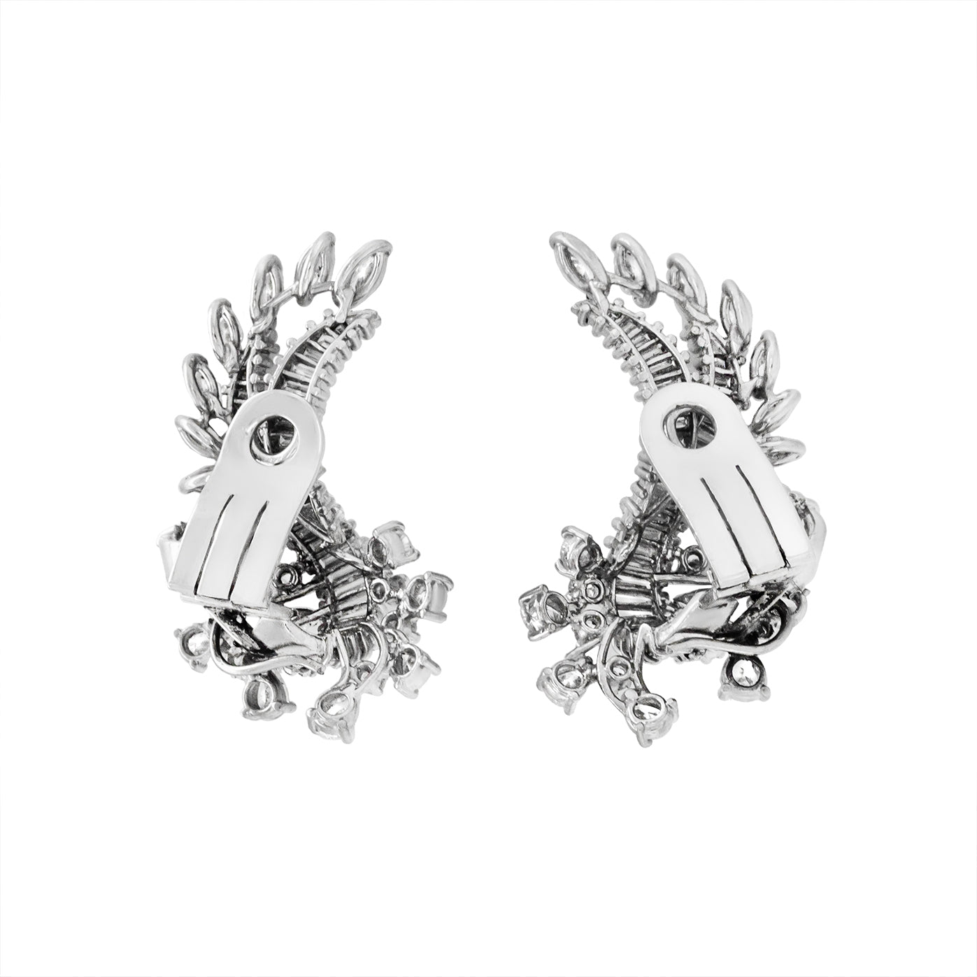 1960's Diamond Clip Earrings-Charlotte Sayers Antique Jewellery