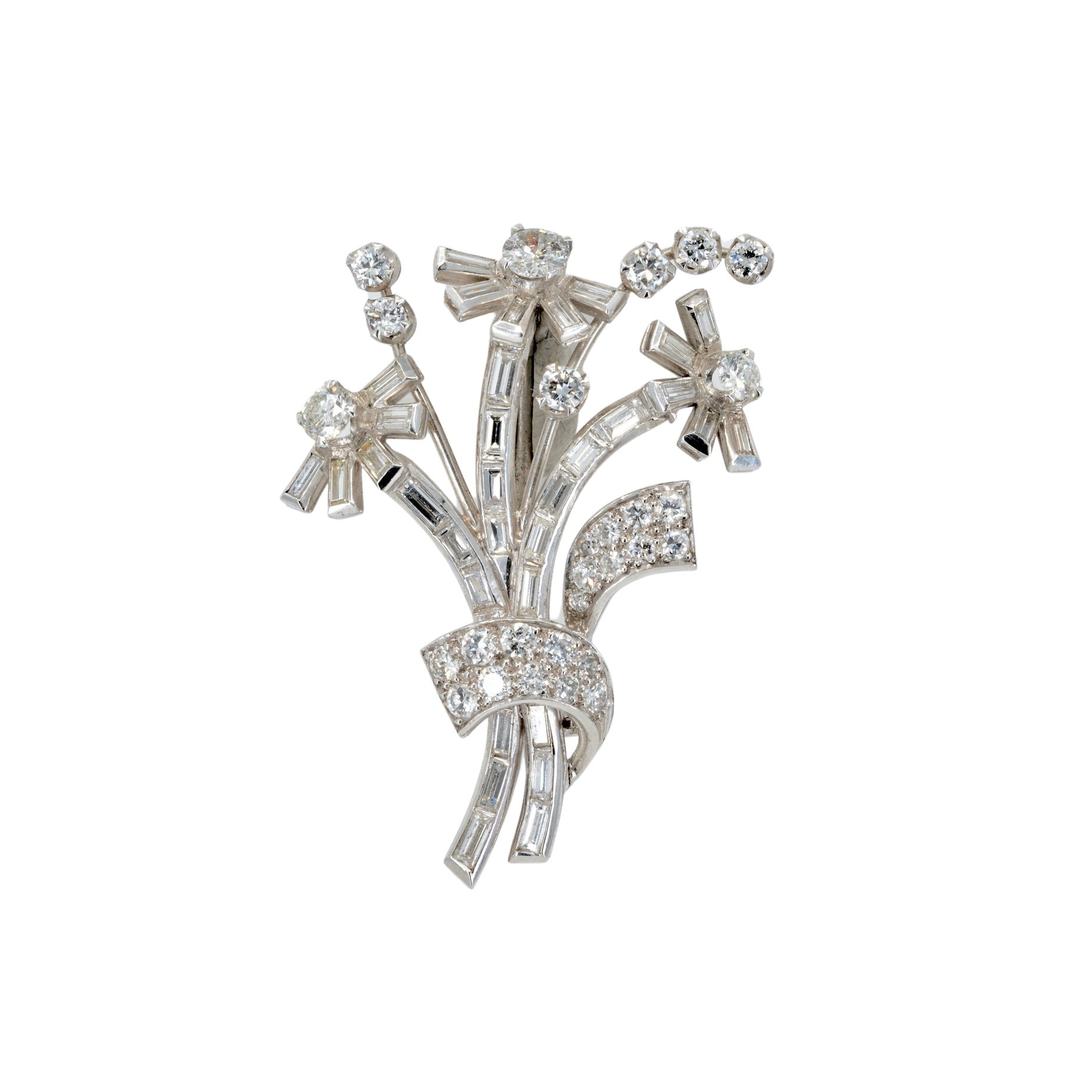 1960's Diamond Flower Brooch-Charlotte Sayers Antique Jewellery