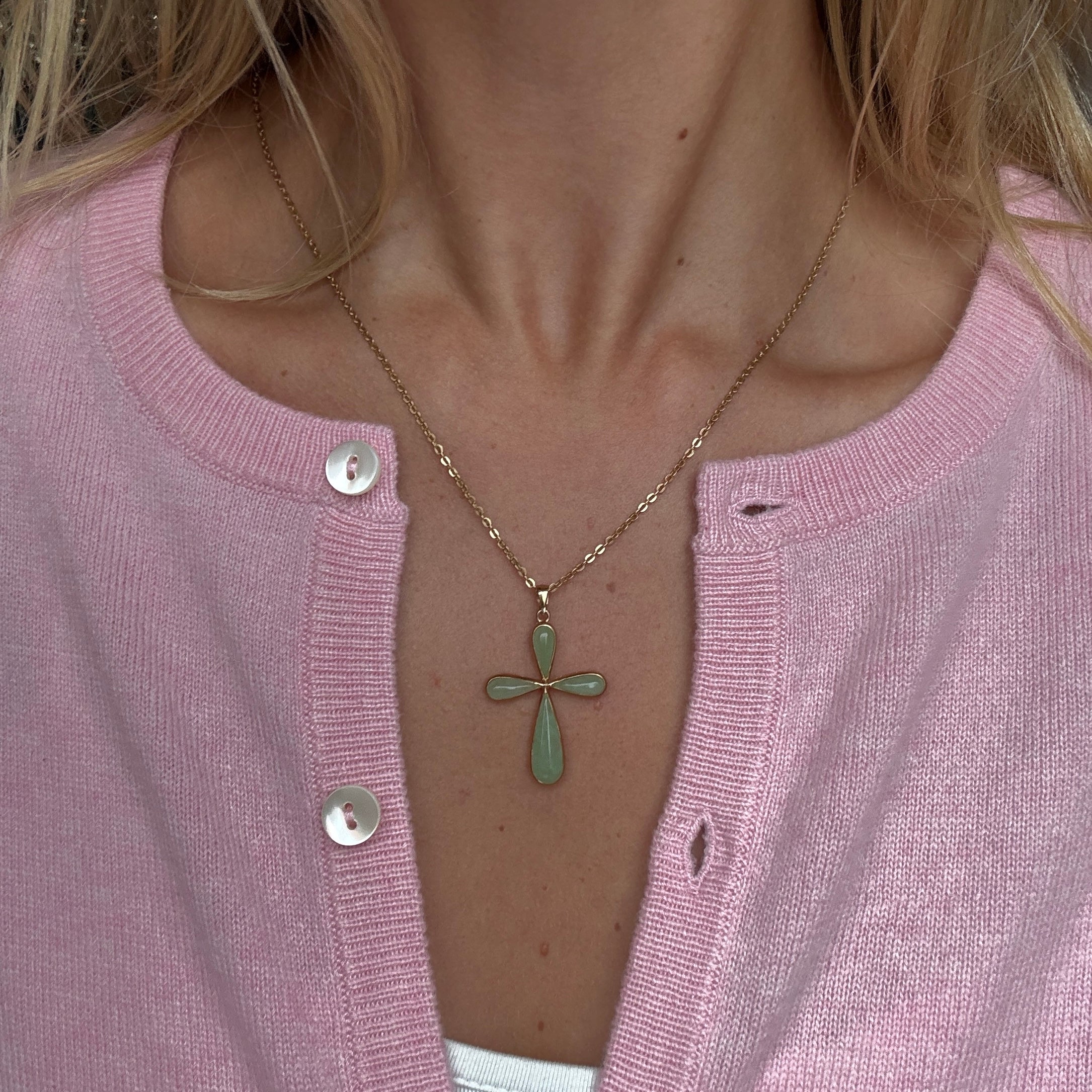 1960's Jade Cross Pendant-Charlotte Sayers Antique Jewellery