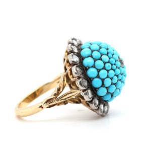 1960's Turquoise & Diamond Cluster Ring-Charlotte Sayers Antique Jewellery