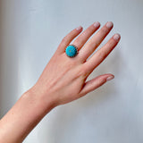 1960's Turquoise & Diamond Cluster Ring-Charlotte Sayers Antique Jewellery