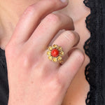 1970's Coral Cocktail Ring-Charlotte Sayers Antique Jewellery