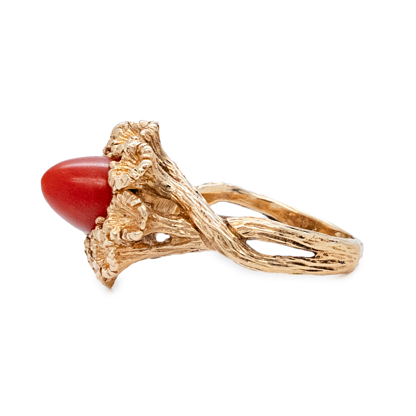1970's Coral Cocktail Ring-Charlotte Sayers Antique Jewellery