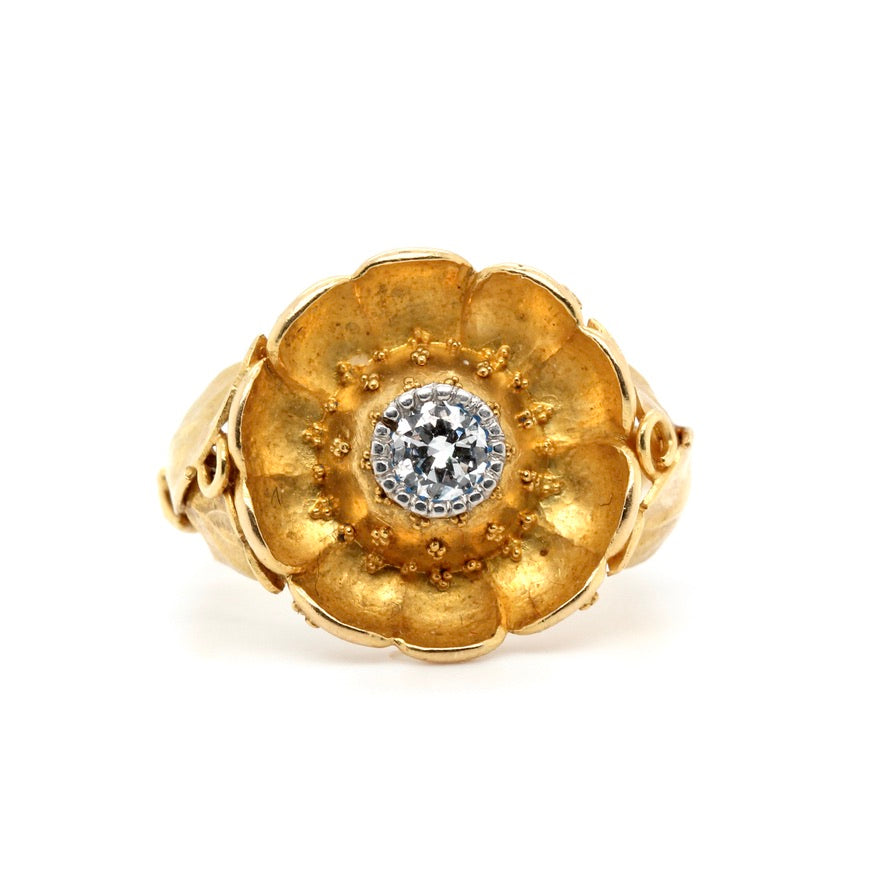 1970's Diamond Flower Ring-Charlotte Sayers Antique Jewellery