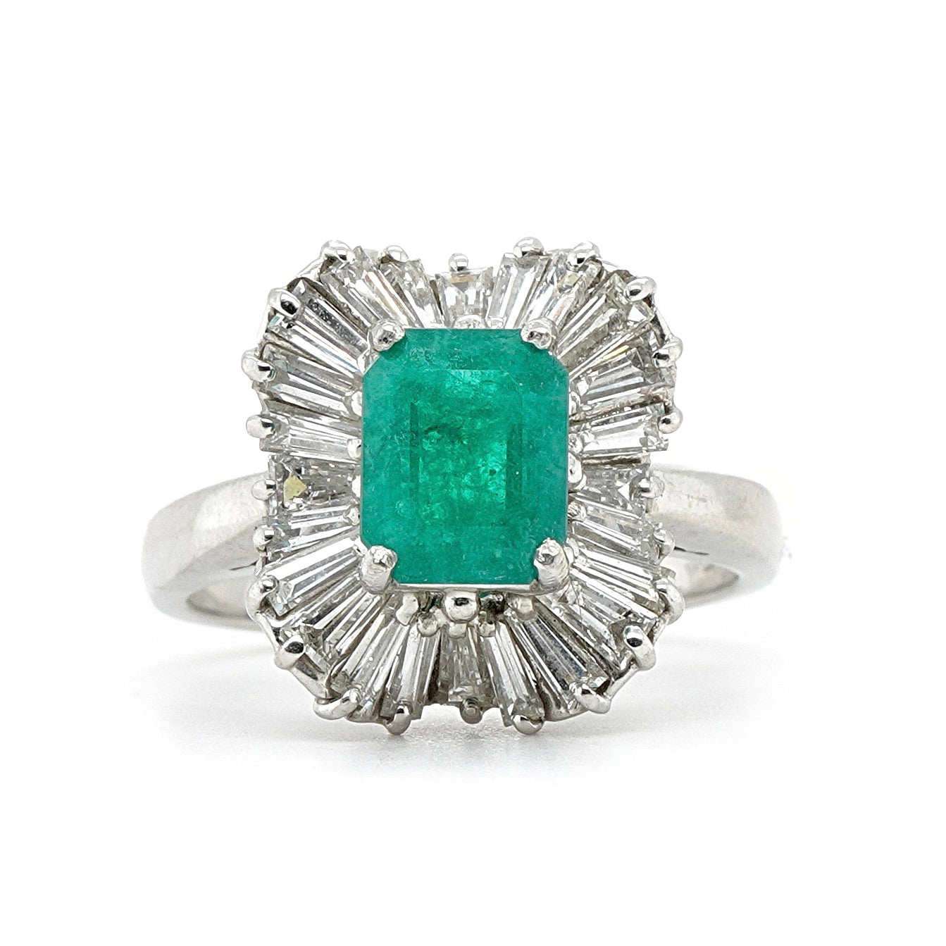 1970's Emerald and Diamond Ballerina Ring-Charlotte Sayers Antique Jewellery