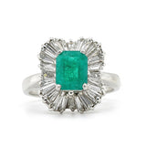 1970's Emerald and Diamond Ballerina Ring-Charlotte Sayers Antique Jewellery