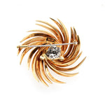 1970's Fine Gold Diamond Brooch-Charlotte Sayers Antique Jewellery