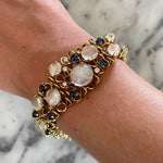 1970's Moonstone, Sapphire & Diamond Bracelet-Charlotte Sayers Antique Jewellery