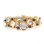 1970's Moonstone, Sapphire & Diamond Bracelet-Charlotte Sayers Antique Jewellery